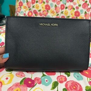 Michael Kors Charcoal Leather Clutch